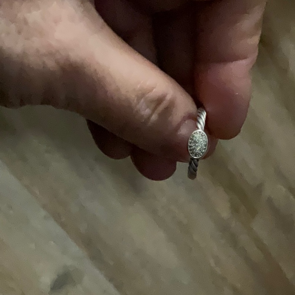 David Yurman silver diamond stack ring. - Picture 2 of 4